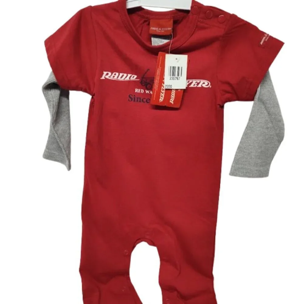 Radio Flyer 1 Piece Snap Bottom Outfit 2004 Red with Grey Sleeve 24 Months NWT